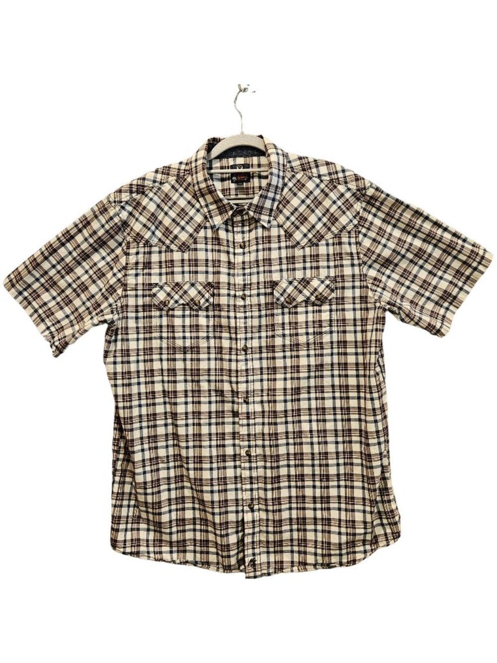Moon Shine Spirit Shirt Mens XL Blue Plaid Pearl Snap Brad Paisley Western Rodeo
